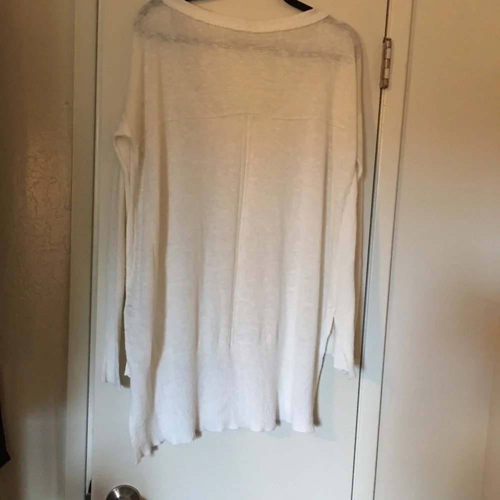 Free People Ivory Knit And Lace Sweater